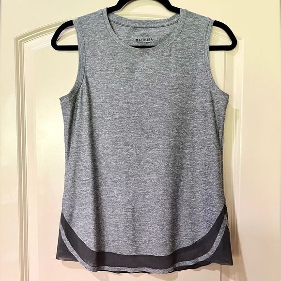 ATHLETA Cadence Mesh Hem Sleeveless Tank Gray Black Women’s Size XS - Picture 1 of 8